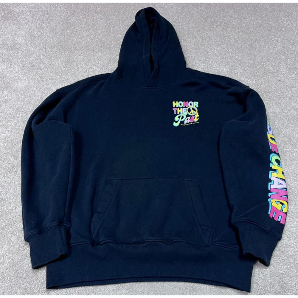 Hollister x Academy Group Hoodie Oversized Black Pullover Long Sleeve Size Small